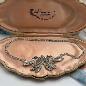 Vintage Adorna Rhinestone Necklace and box